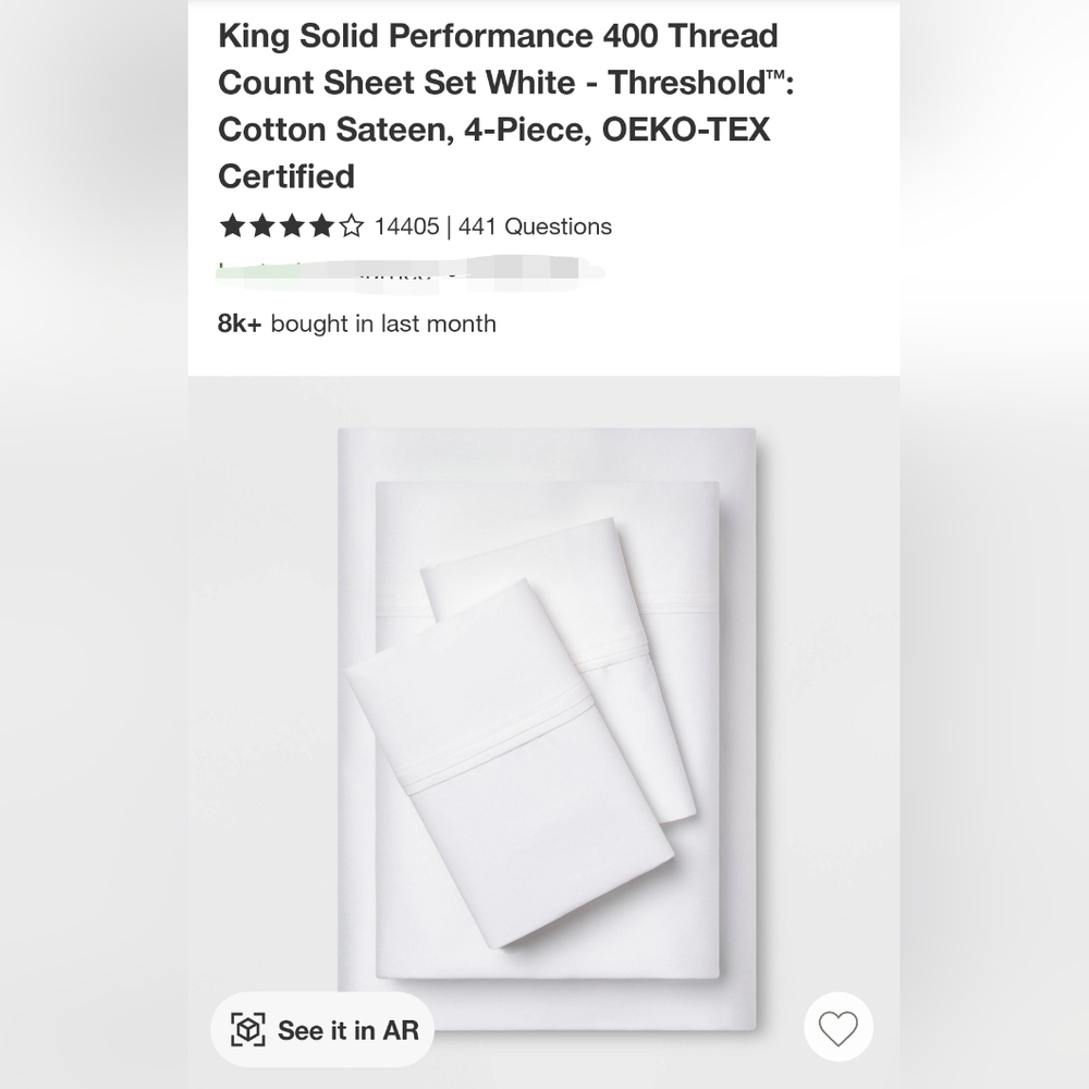 King solid performance sheet set white